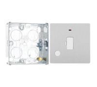 BG Evolve Brushed Steel 13A Flex Outlet Neon Unswitched Fused Connection Unit PCDBS54W with 25mm Steel Back Box