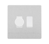 BG Evolve Brushed Steel 2 Gang Custom Grid Switch 1x LED Dimmer 1x 2 Way