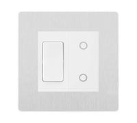 BG Evolve Brushed Steel 2 Gang Custom Switch 1x 2 Way 1x Master Touch Dimmer
