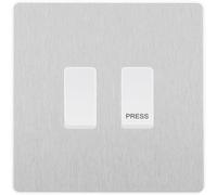 BG Evolve Brushed Steel 2-Gang Grid Switch Kit - 20A 2-Way & Retractive PRESS Module | Modular System