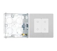 BG Evolve Brushed Steel 200W Double Secondary Touch Dimmer PCDBSTDS2W with 25mm Steel Back Box