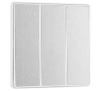 BG Electrical Triple Wall Light Switch, 2-Way, Edge-to-Edge Rockers, Screwless Appearance, Round Edges, Evolve, Brushed Steel, 20A, 16AX, PCDBS43EW