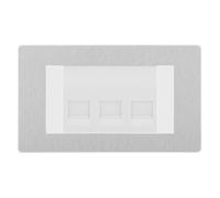 BG Evolve Brushed Steel 3 Gang Master Telephone Socket, Screw Terminal - White Insert