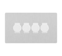 BG Evolve Brushed Steel 4 Gang Custom Grid Dimmer Light Switch PCDBS84W