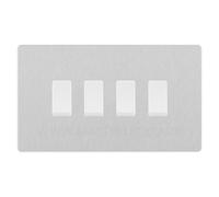 BG Evolve Brushed Steel 4 Gang Quad Light Switch PCDBS44W