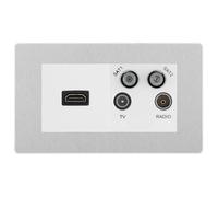 BG Evolve Brushed Steel 4G Faceplate with HDMI + TV/FM/SAT Module - White Insert