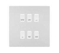 BG Evolve Brushed Steel Custom Appliance Grid Switch 6 Gang Screwless