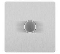 Evolve Brushed Steel (White) Trailing Edge Led 200W Single Dimmer Switch 2-Way Push On/Off PCDBS81W-01