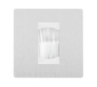 BG Evolve Brushed Steel Single 1 Gang Brush Cable Entry Wall Plate White Insert Square