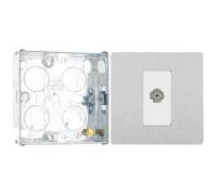 BG Evolve Brushed Steel Single Co-Axial Socket PCDBS60W with 25mm Steel Back Box