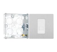 BG Evolve Brushed Steel Single Master Telephone Socket PCDBSBTM1W with 25mm Steel Back Box