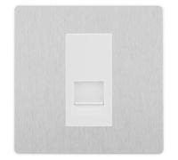 BG Evolve Brushed Steel Single Master Telephone Socket, Screw Terminal - White Insert