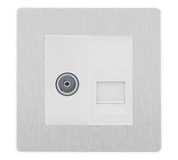 BG Evolve Brushed Steel TV Aerial and Master Telephone Outlet White Insert