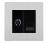 BG Evolve Brushed Steel TV Aerial & Secondary Telephone Outlet Black Insert