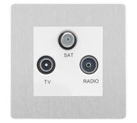 BG Evolve Brushed Steel TV/FM/SAT Socket PCDBSTRIW