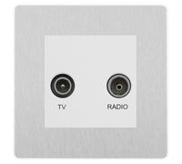 BG Evolve Brushed Steel TV & FM Socket PCDBSTVFMW