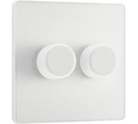 BG Electrical Intelligent Double Wall Dimmer Switch, 2 Way, Screwless Front Plate, Evolve, Pearlescent White, 200W, PCDCL82W