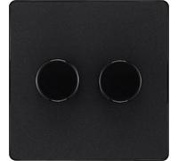 BG Electrical Intelligent Double Wall Dimmer Switch, 2 Way, Screwless Front Plate, Evolve, Matt Black, 200W, PCDMB82B