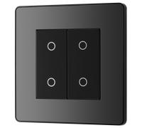 BG Electrical Double Master/Primary Touch Dimmer Wall Light Switch, 2-Way, Trailing Edge, Screwless Front Plate, Evolve, Black Chrome, 200W, PCDBCTDM2B
