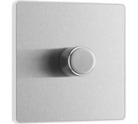 Evolve Brushed Steel (White) Trailing Edge Led 200W Single Dimmer Switch 2-Way Push On/Off PCDBS81W-01