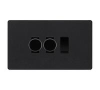 BG Evolve Matt Black 3 Gang Custom Grid Switch 2x LED Dimmer 1x 2 Way Switch