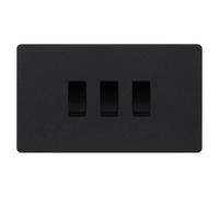 BG Evolve Matt Black 3 Gang Light Switch 2x Intermediate 1x 2 Way Custom Grid Switch