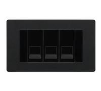 BG Evolve Matt Black 3 Gang RJ11 Telephone Socket Euro Module - Black Insert