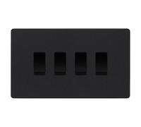 BG Evolve Matt Black 4 Gang Quad Light Switch PCDMB44B