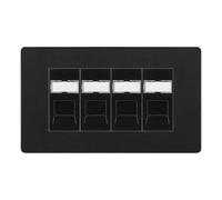 BG Evolve Matt Black 4 Gang RJ45 CAT6 Data Socket Outlet, IDC Type PCDMBRJ454B