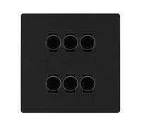 BG Evolve Matt Black 6 Gang Trailing Edge LED Dimmer Custom Grid Switch