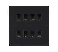 BG Evolve Matt Black Custom Appliance Grid Switch 8 Gang Screwless