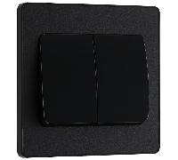 BG Evolve Matt Black Double Light Switch 20A 16AX 2 Way Wide Rocker - PCDMB42WB