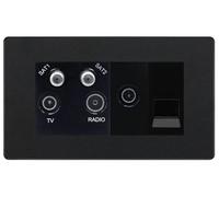 BG Evolve Matt Black Quadplex Combination TV Socket PCDMB69B