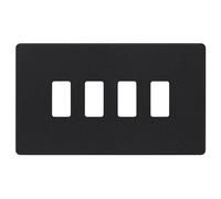 BG Evolve Matt Black RPCDMB4B 4 Gang Front Cover Plate