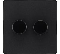 BG Electrical Intelligent Double Wall Dimmer Switch, 2 Way, Screwless Front Plate, Evolve, Matt Black, 200W, PCDMB82B