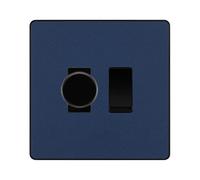 BG Evolve Matt Blue 2 Gang Custom Grid Switch 1x LED Dimmer 1x 2 Way