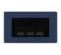 BG Evolve Matt Blue 3 Gang IDC Secondary Telephone Socket - Black Insert