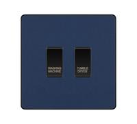 BG Evolve Matt Blue Custom Appliance Grid Switch 2 Gang Screwless