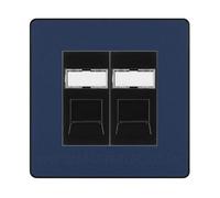BG Evolve Matt Blue Double 2 Gang RJ45 Data Socket Black Inserts PCDDBRJ452