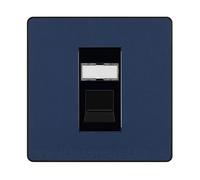 BG Evolve Matt Blue Single 1 Gang RJ45 Data Socket Black Insert PCDDBRJ451