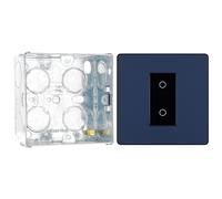 BG Electrical Single Master/Primary Touch Dimmer Wall Light Switch, 2-Way, Trailing Edge, Screwless Front Plate, Evolve, Matt Blue, 200W, PCDDBTDM1B