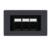 BG Evolve Matt Grey 3 Gang RJ45 Cat5e Data Socket Black Inserts PCDMGRJ453C5EB