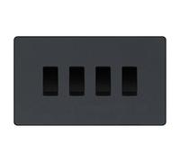 BG Evolve Matt Grey 4 Gang Light Switch 1x Intermediate 3x 2 Way Custom Grid Switch