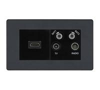 BG Evolve Matt Grey 4G Faceplate with HDMI + TV/FM/SAT Module - Black Insert
