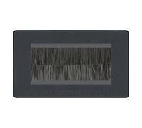 BG Evolve Matt Grey Double 4 Gang Brush Cable Entry Wall Plate Black Insert Rectangle