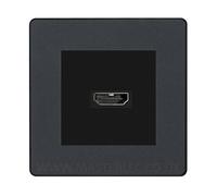 BG Evolve Matt Grey Screwless 1 Gang HDMI Socket Black Insert