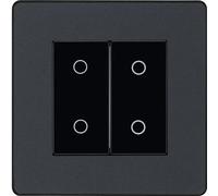 BG Electrical Double Master/Primary Touch Dimmer Wall Light Switch, 2-Way, Trailing Edge, Screwless Front Plate, Evolve, Matt Grey, 200W, PCDMGTDM2B
