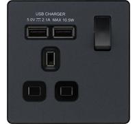 BG Evolve Matt Grey Screwless Switches & Sockets Black Inserts Full Range