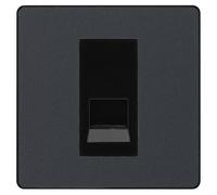 BG Evolve Matt Grey Single Master Telephone Socket, Screw Terminal - Black Insert