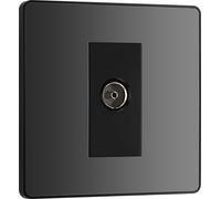 BG Evolve Black Chrome Single Socket for TV/FM Co-Axial Aerial Connection - PCDBC60B